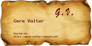 Gere Valter névjegykártya
